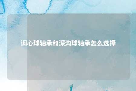 调心球轴承和深沟球轴承怎么选择 
